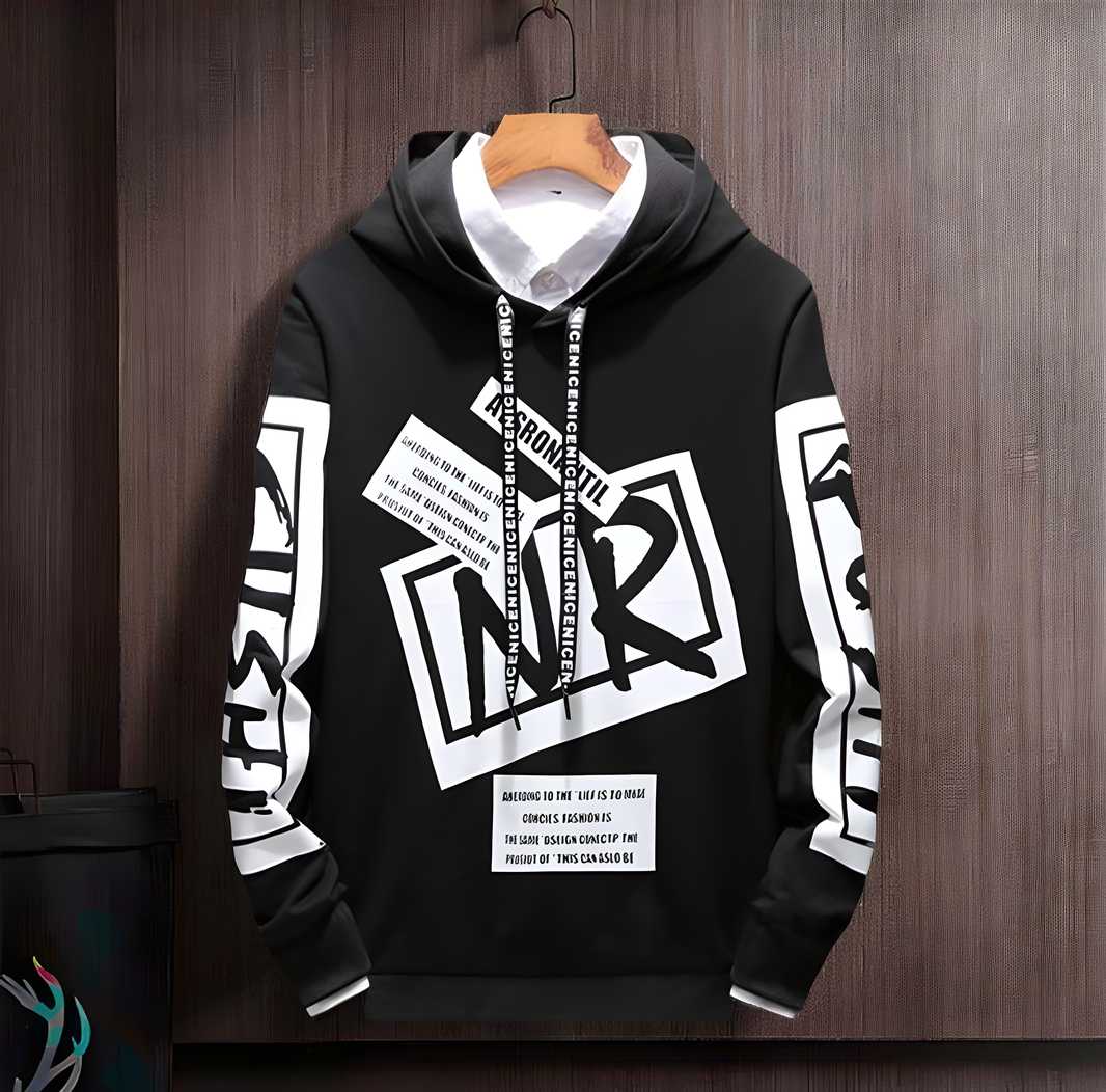 HoodFlez Tee – Printed Full Sleeve Hooded T-Shirt for Men 🧥🔥